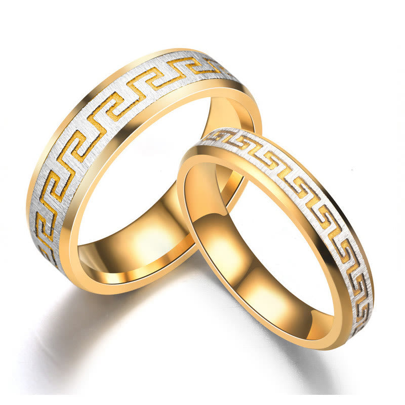 Bague d'équilibre en acier titane à motif Grande Muraille tibétaine de 6 mm