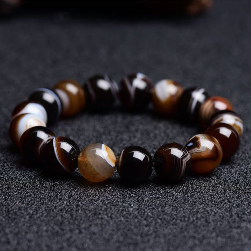 Bracelet tibétain en sardonyx de 6 mm pour la positivité et le courage