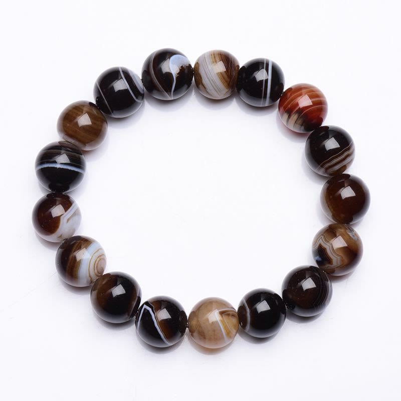 Bracelet tibétain en sardonyx de 6 mm pour la positivité et le courage