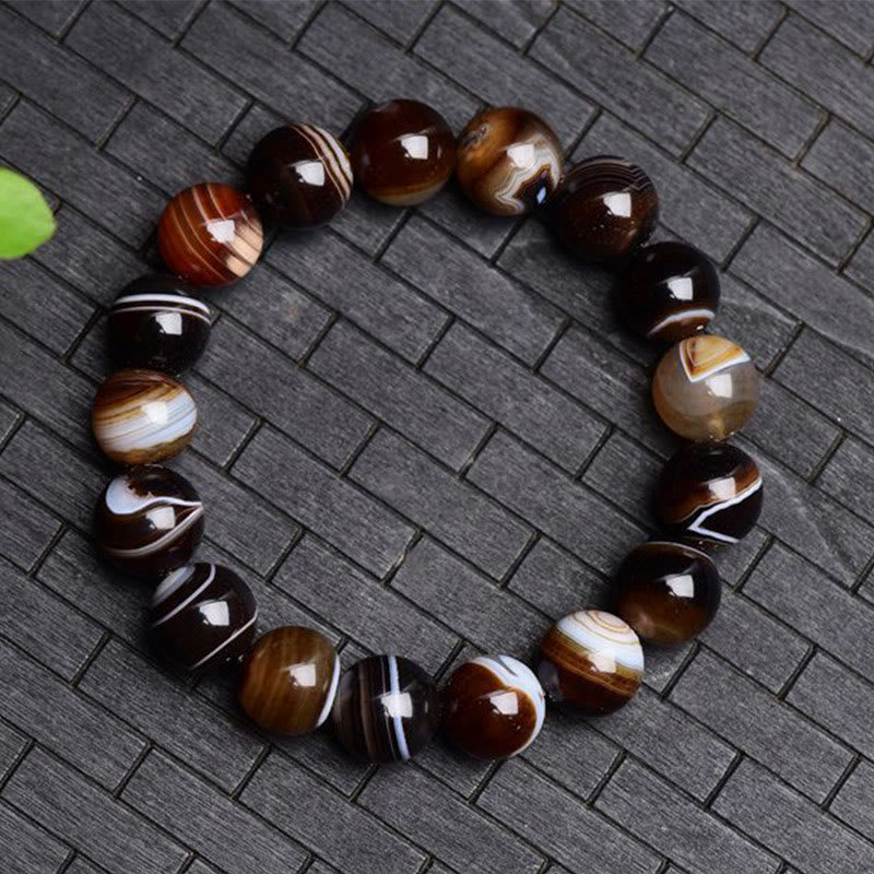 Bracelet tibétain en sardonyx de 6 mm pour la positivité et le courage