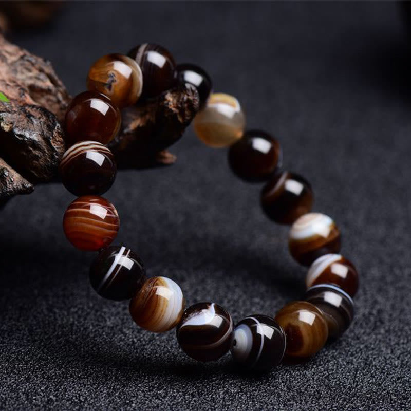 Bracelet tibétain en sardonyx de 6 mm pour la positivité et le courage