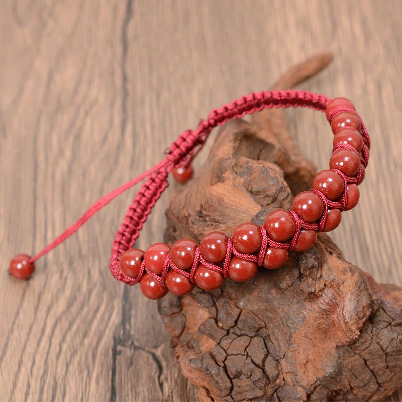 Bracelet unisexe œil de tigre et cinabre 6 mm