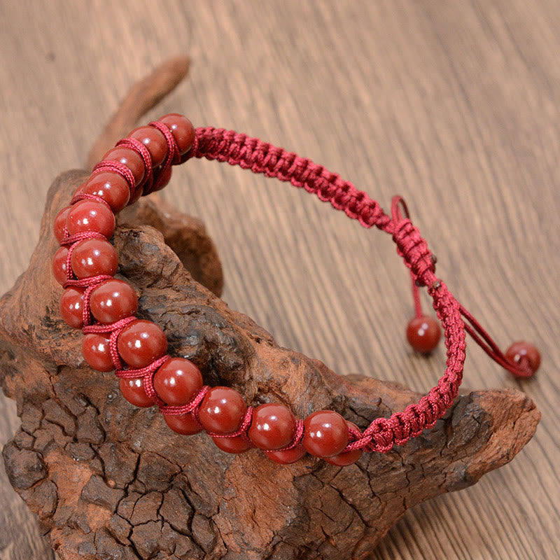Bracelet unisexe œil de tigre et cinabre 6 mm