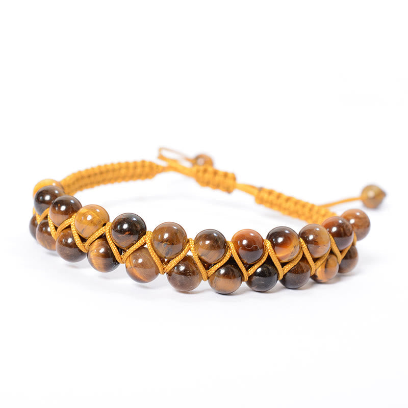 Bracelet unisexe œil de tigre et cinabre 6 mm