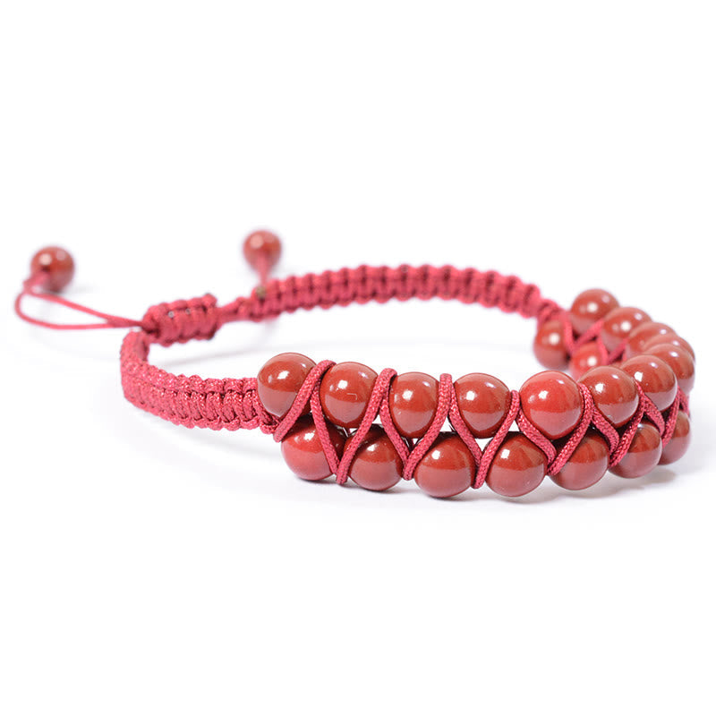 Bracelet unisexe œil de tigre et cinabre 6 mm