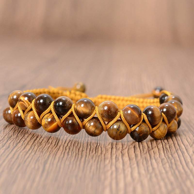 Bracelet unisexe œil de tigre et cinabre 6 mm