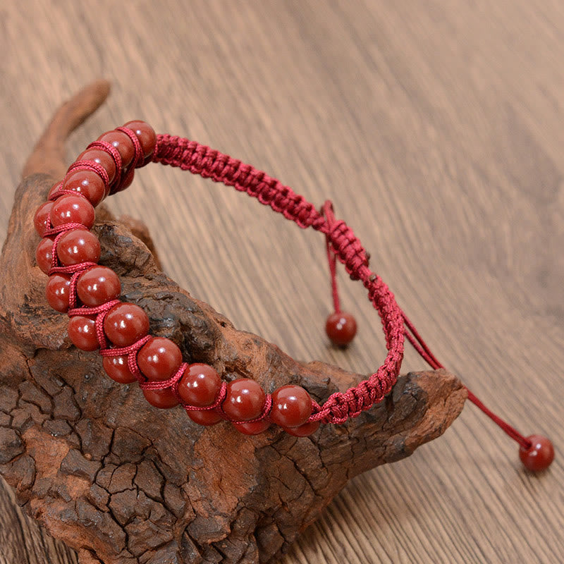 Bracelet unisexe œil de tigre et cinabre 6 mm