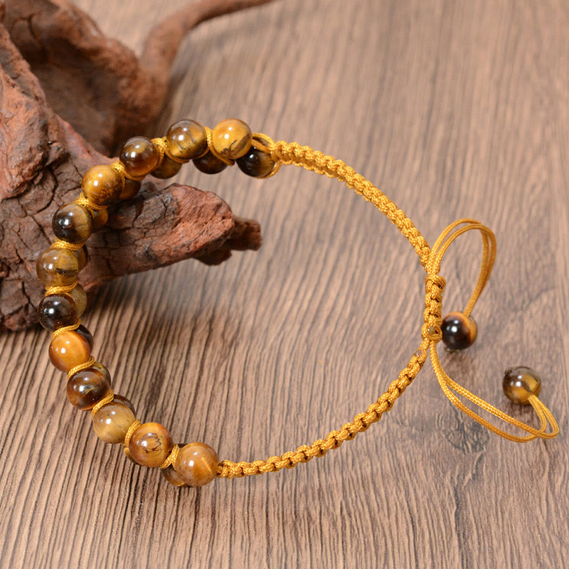 Bracelet unisexe œil de tigre et cinabre 6 mm
