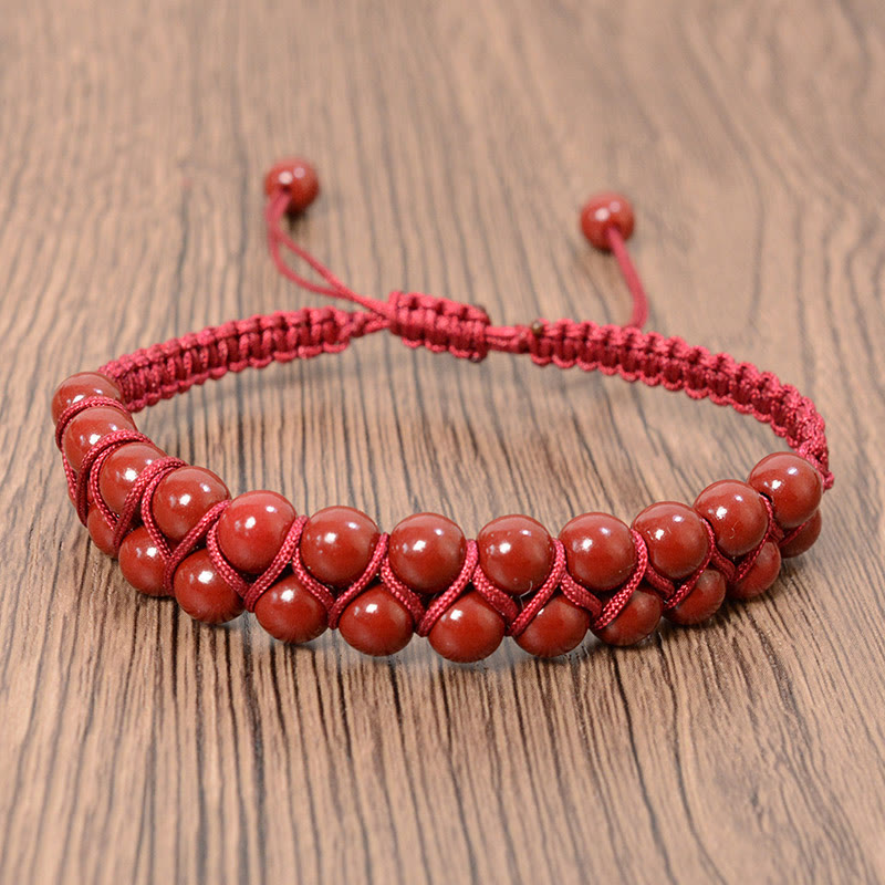 Bracelet unisexe œil de tigre et cinabre 6 mm