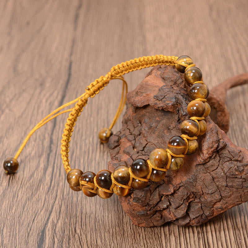 Bracelet unisexe œil de tigre et cinabre 6 mm