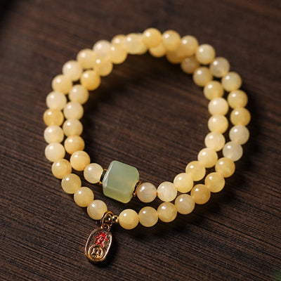 Bracelet de richesse à double cercle en jade topaze de 6 mm