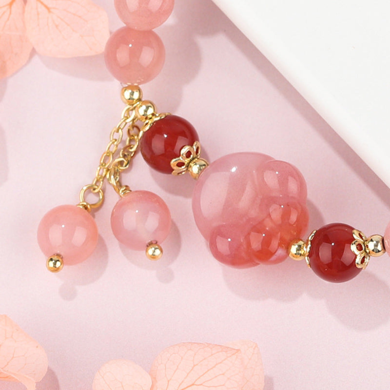 Bracelet positif en agate Yanyuan de 6 mm avec griffes de chat