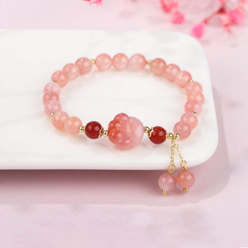Bracelet positif en agate Yanyuan de 6 mm avec griffes de chat