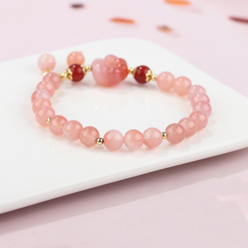 Bracelet positif en agate Yanyuan de 6 mm avec griffes de chat