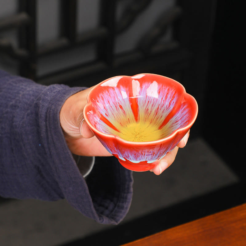 Ensemble de 6 tasses à thé Jianzhan en céramique à motif de fleurs de prunier