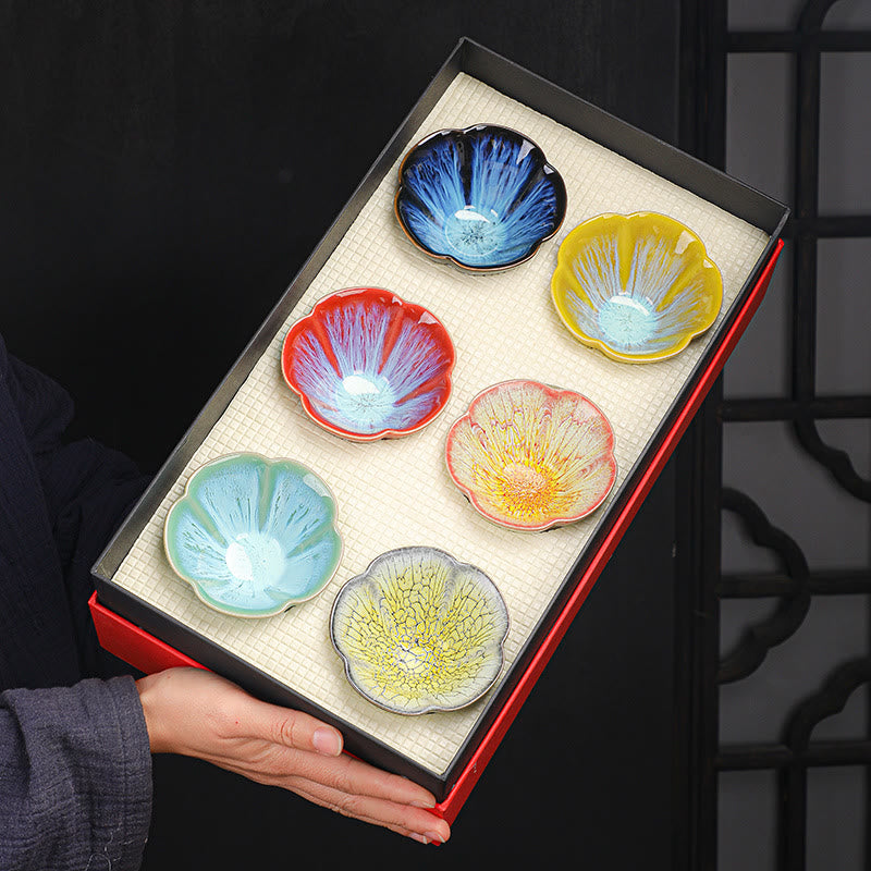 Ensemble de 6 tasses à thé Jianzhan en céramique à motif de fleurs de prunier