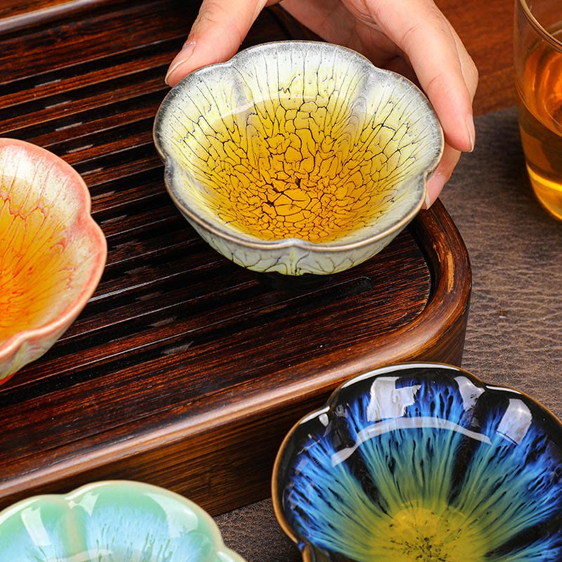 Ensemble de 6 tasses à thé Jianzhan en céramique à motif de fleurs de prunier
