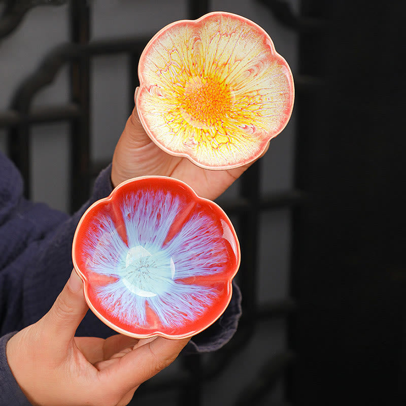 Ensemble de 6 tasses à thé Jianzhan en céramique à motif de fleurs de prunier
