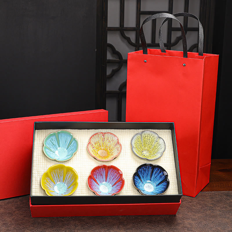 Ensemble de 6 tasses à thé Jianzhan en céramique à motif de fleurs de prunier