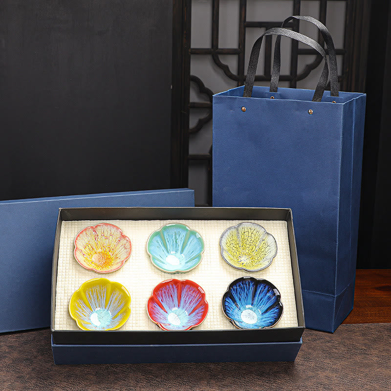Ensemble de 6 tasses à thé Jianzhan en céramique à motif de fleurs de prunier