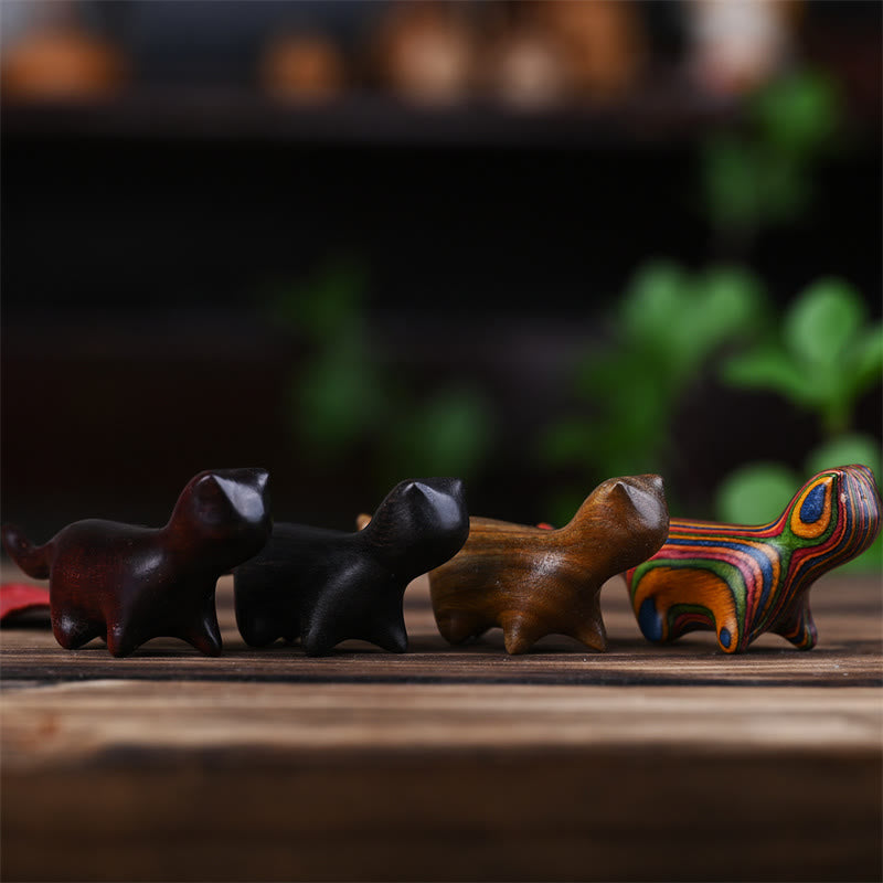 Figurine de chat porte-bonheur en bois de santal vert de 7,3 cm, statue à énergie positive