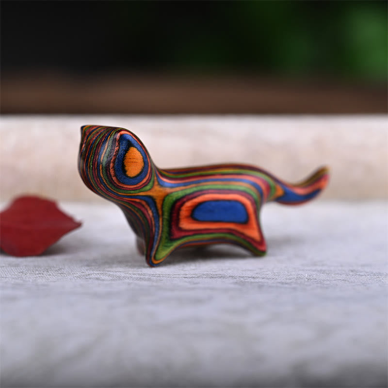 Figurine de chat porte-bonheur en bois de santal vert de 7,3 cm, statue à énergie positive