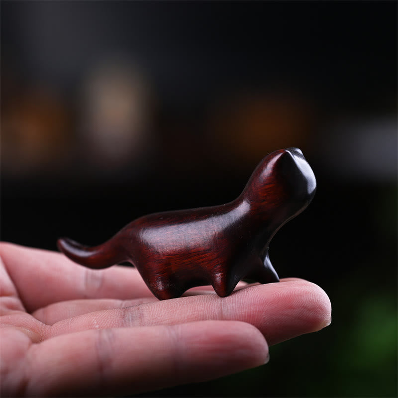 Figurine de chat porte-bonheur en bois de santal vert de 7,3 cm, statue à énergie positive