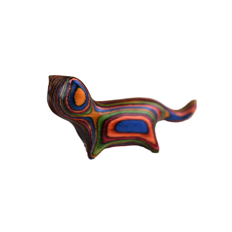Figurine de chat porte-bonheur en bois de santal vert de 7,3 cm, statue à énergie positive