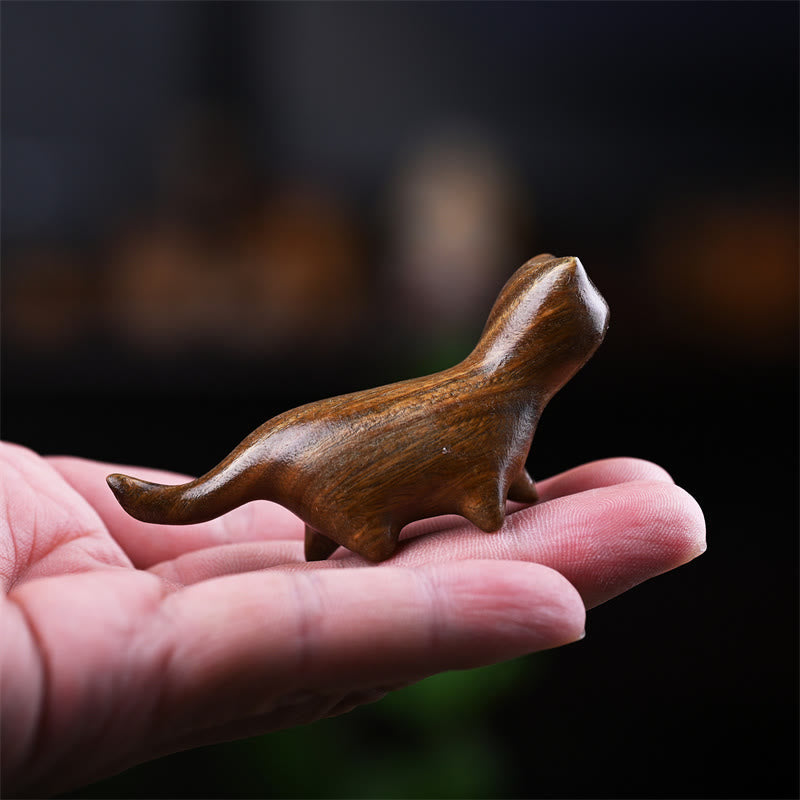 Figurine de chat porte-bonheur en bois de santal vert de 7,3 cm, statue à énergie positive
