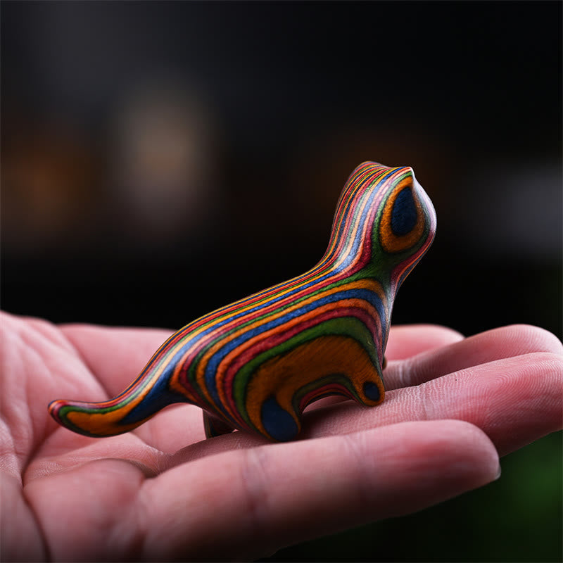 Figurine de chat porte-bonheur en bois de santal vert de 7,3 cm, statue à énergie positive