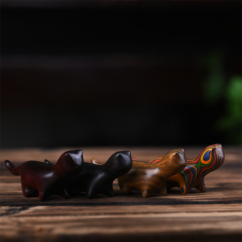 Figurine de chat porte-bonheur en bois de santal vert de 7,3 cm, statue à énergie positive