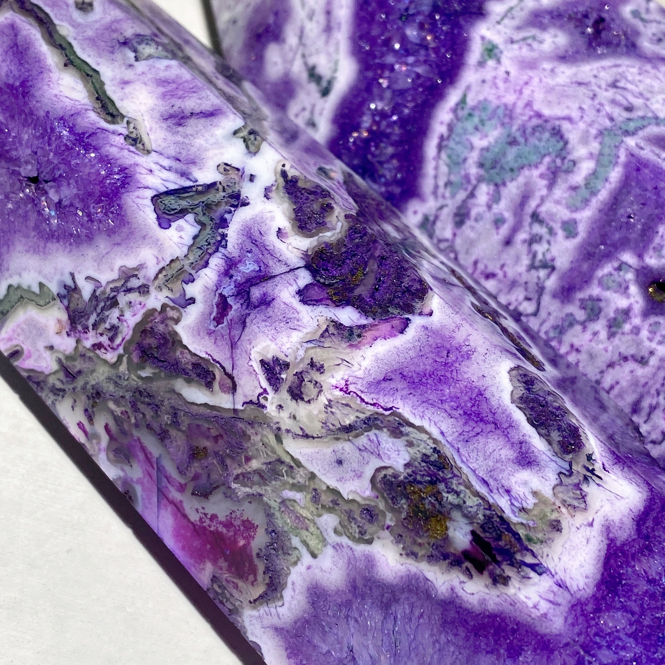 7.5-8.5 inch Purple Moss Agate Crystal Tower for Healing