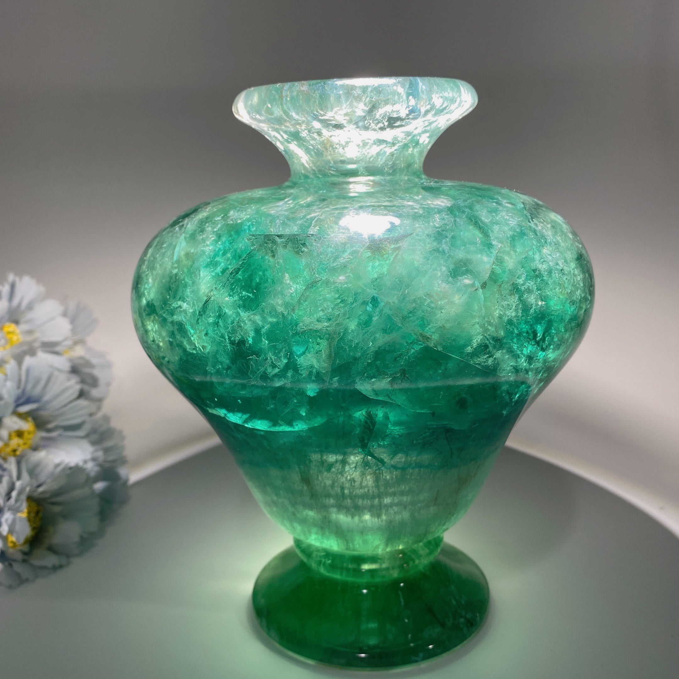 7.5 inch Green Fluorite Vase Crystal Decor for Energy Cleansing