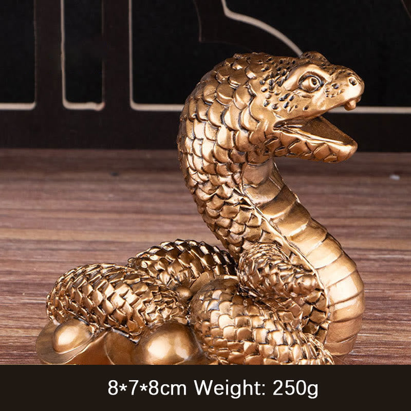 Statue de richesse en résine de 7,5 pouces de l'Année du Serpent avec lingots d'or