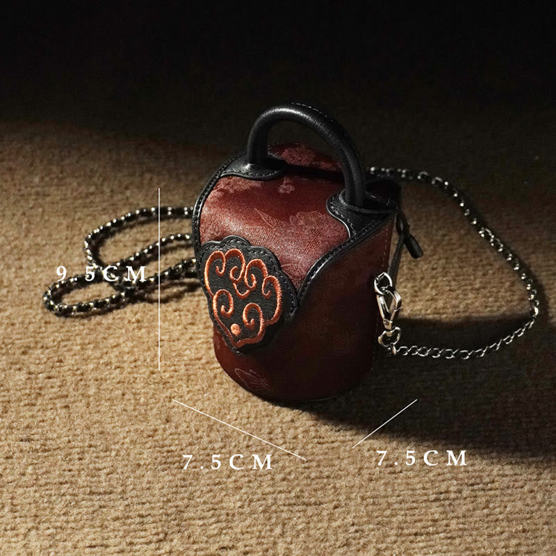 Sac bandoulière en soie Xiangyunsha 7,5 cm Motif nuages ​​de bon augure