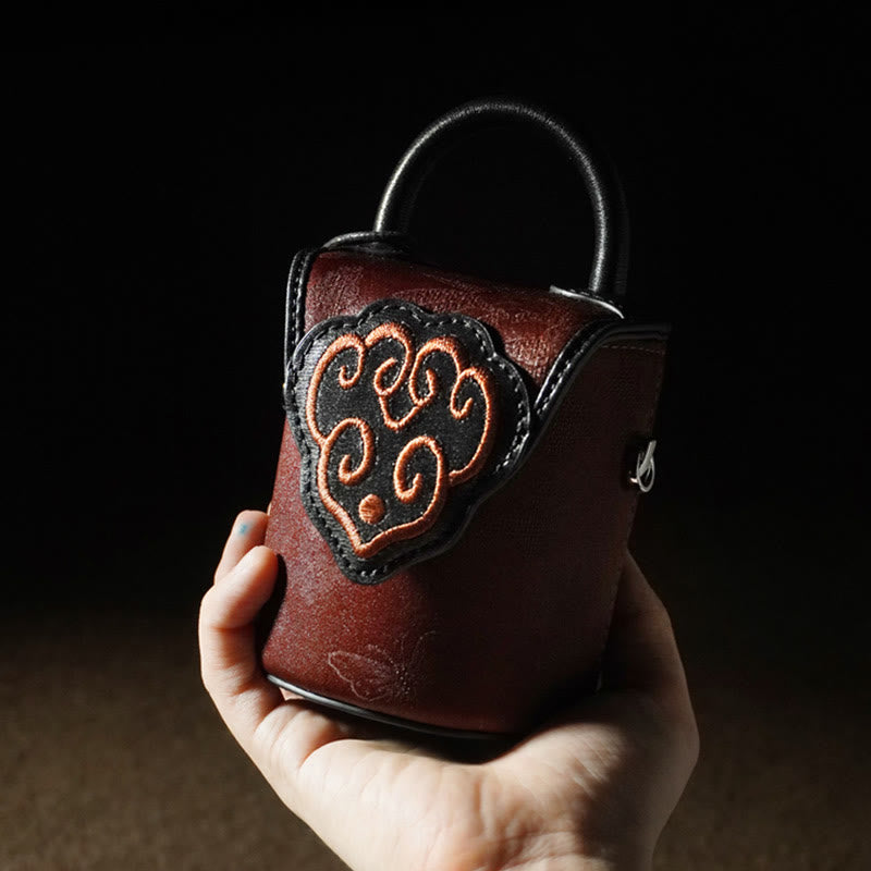 Sac bandoulière en soie Xiangyunsha 7,5 cm Motif nuages ​​de bon augure