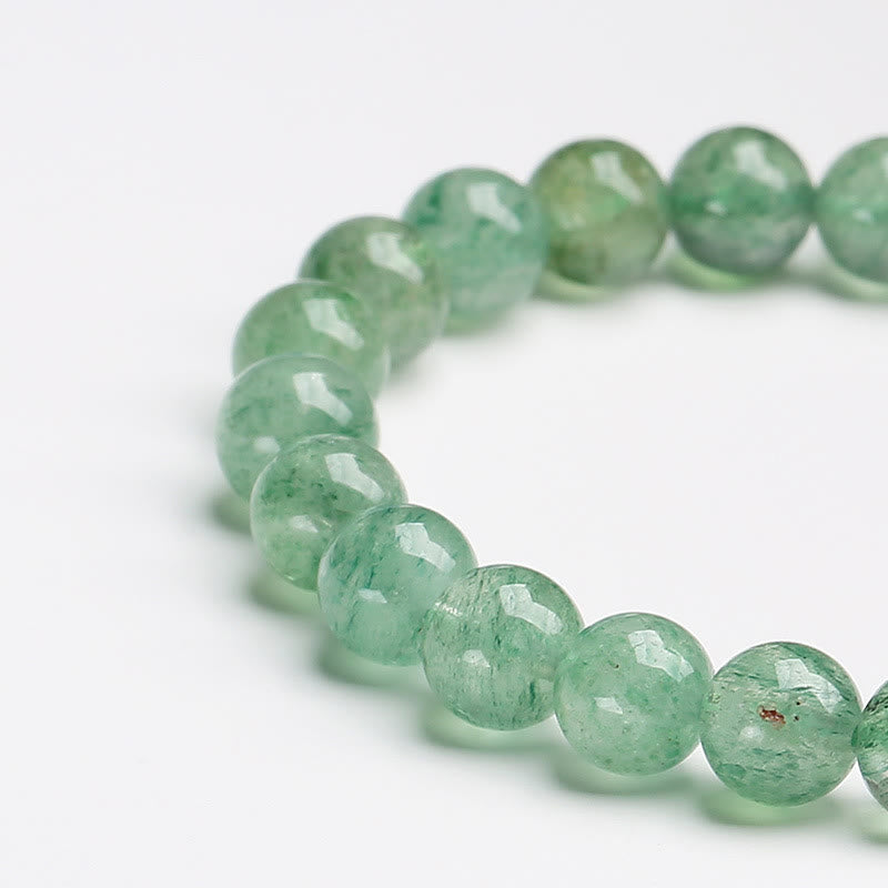 Bracelet de perles apaisantes en quartz fraise vert de 7,5 mm