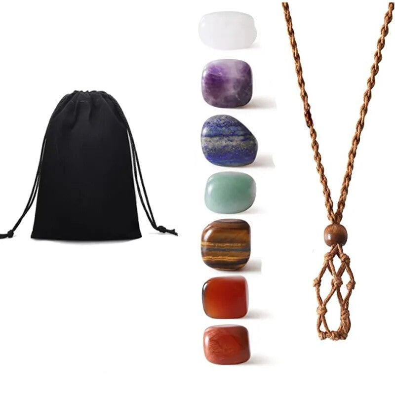 Ensemble de pendentifs en cristal de guérison des 7 chakras 