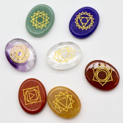 Ensemble de 7 pierres de guérison des chakras - Cristaux apaisants de 3 cm