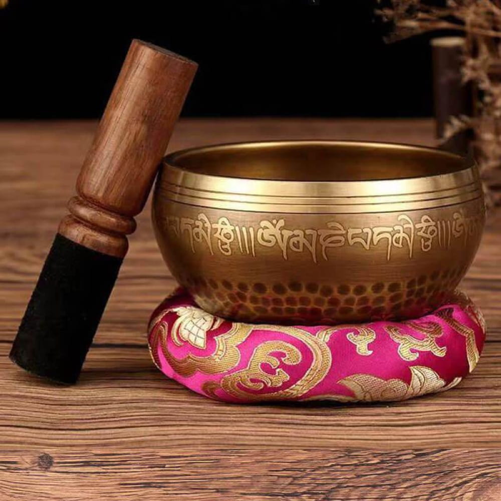 7 Chakra Tibetan Singing Bowl Set with Cushion & Stick - 12 cm / Bowl + Black Walnut Stick