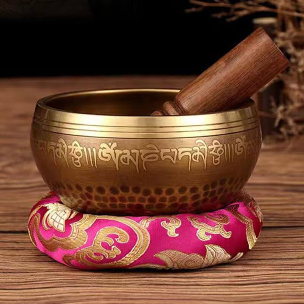 7 Chakra Tibetan Singing Bowl Set with Cushion & Stick - 15 cm / Bowl + Black Walnut Stick