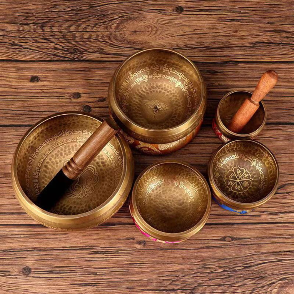 7 Chakra Tibetan Singing Bowl Set with Cushion & Stick - Singing Bowl - On sale