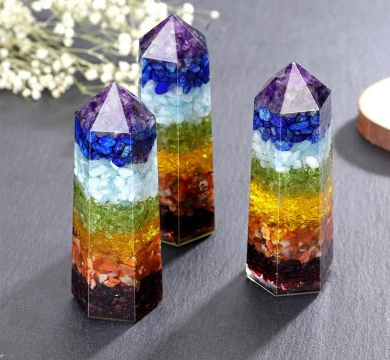Tour de cristal de guérison des chakras à 7 couches