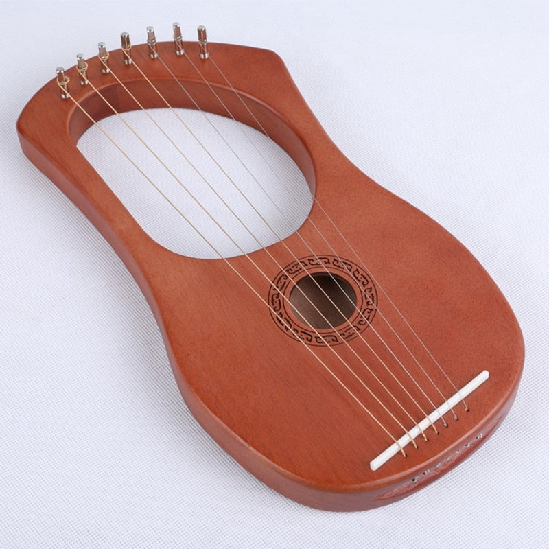 7-String Mahogany Lyre Harp Instrument