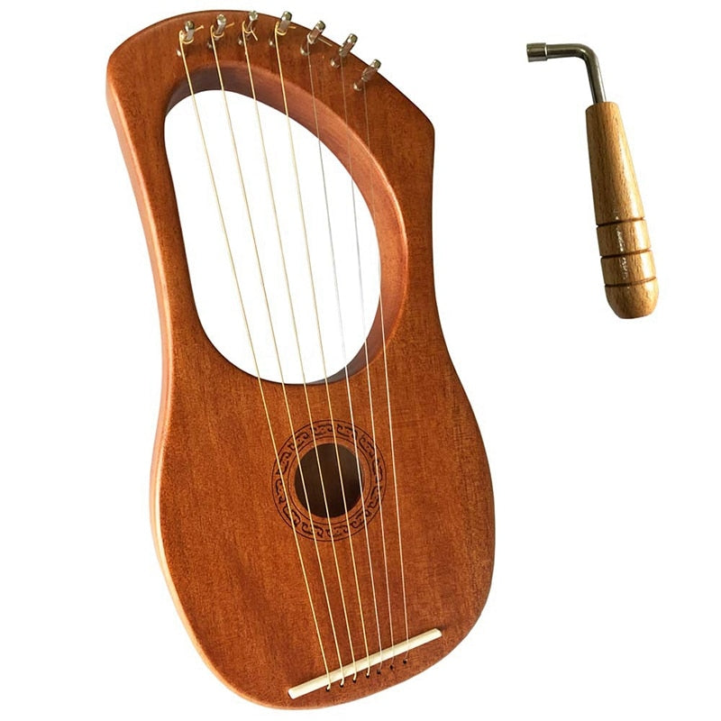 7-String Mahogany Lyre Harp Instrument