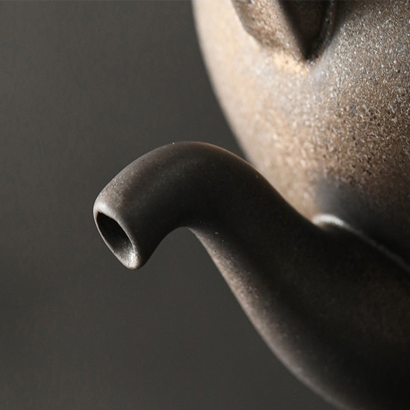 Théière Gongfu rétro en céramique marron 700 ml avec base
