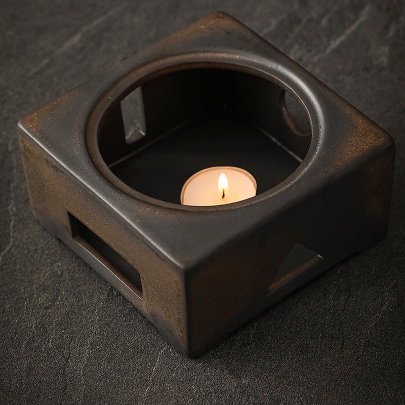 Théière Gongfu rétro en céramique marron 700 ml avec base