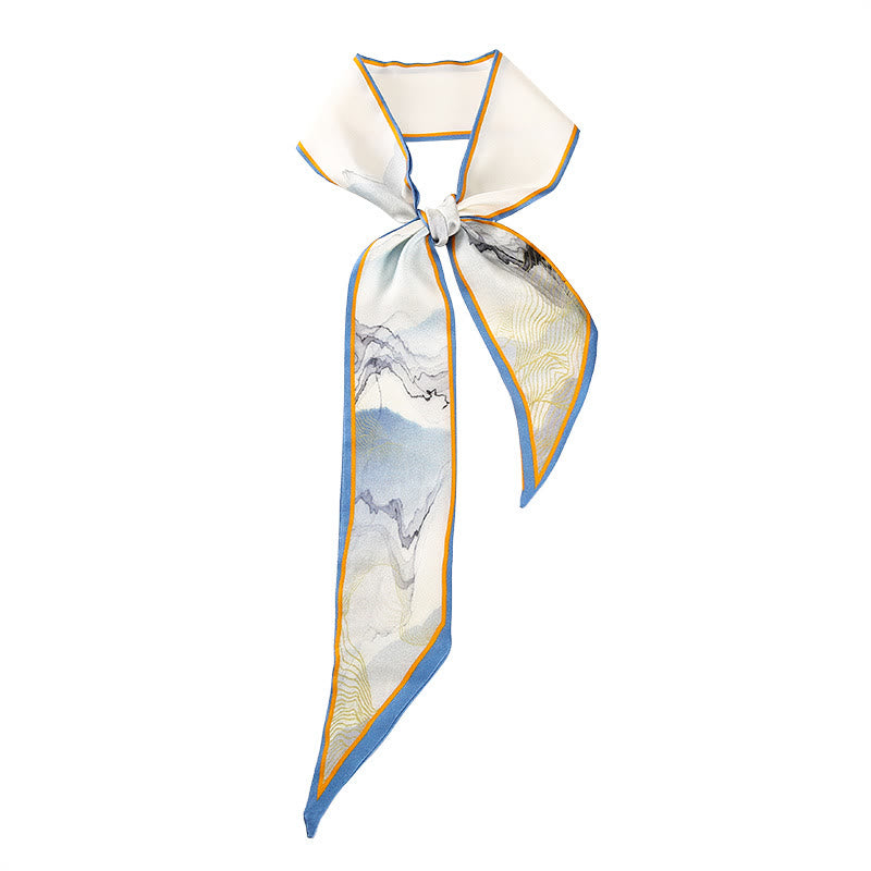 6cm x 125cm Mulberry Silk Twilly Scarf | Dunhuang Frescoes Sunset Pattern
