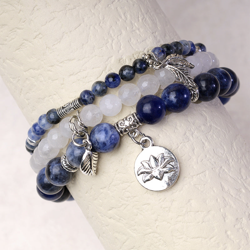 Amethyst Crystal Healing Bracelet with Lotus Symbol | 6-8mm Beads