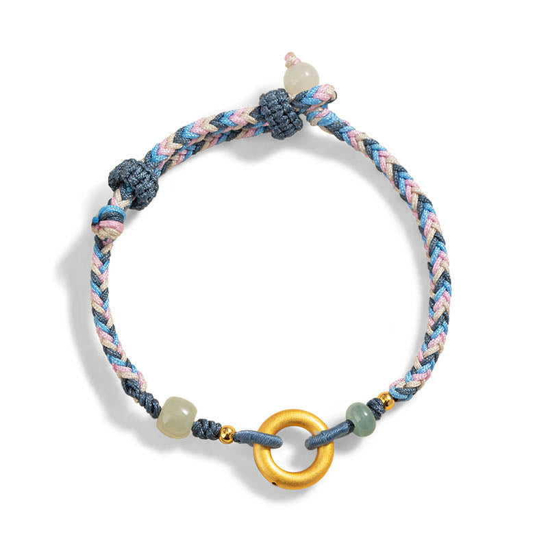 999 Sterling Silver Hetian Jade Luck Health Bracelet